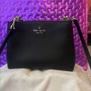 kate spade black pebbled leather crossbody with gold hardware